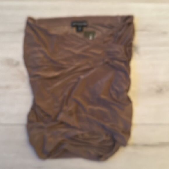 PrettyLittleThings Slinky Ruched Wrap Over Mini Skirt Taupe SZ 0 NWT IN PKG - Picture 6 of 8